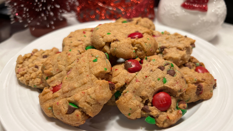 12 Days of Baking: Christmas Peanut Butter M&M Cookies | Fairhaven Mill