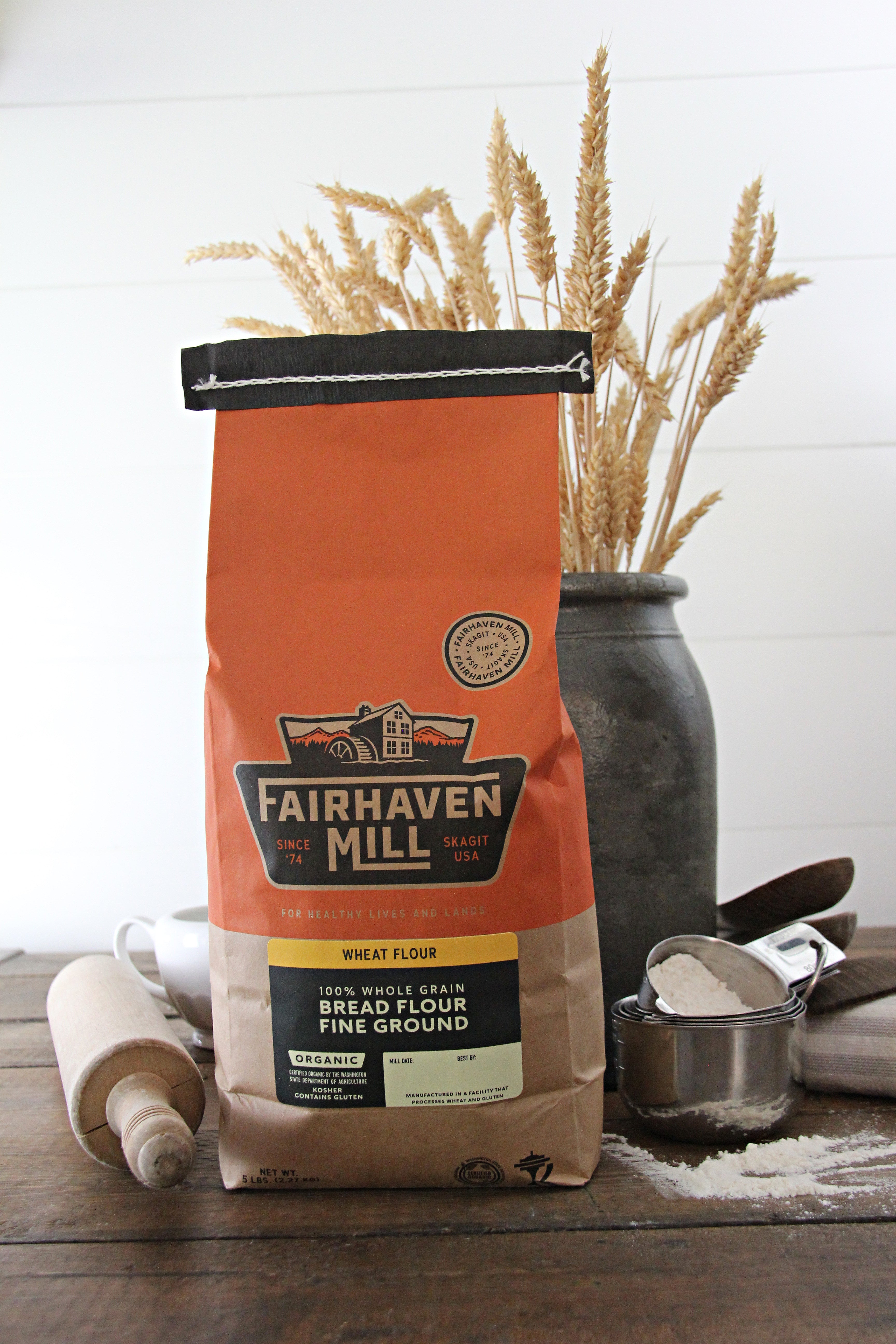 Organic 100% Whole Grain Bread Flour Fine Ground 25 lb bag