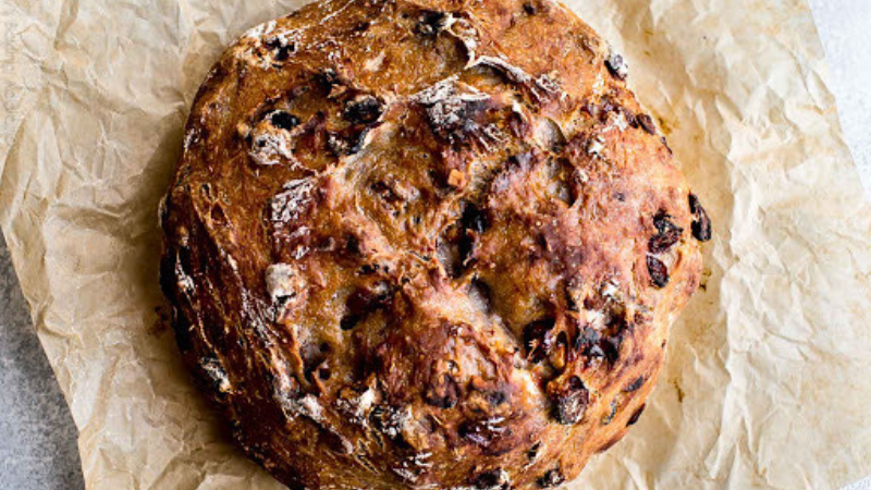 No-Knead Cranberry Nut Bread